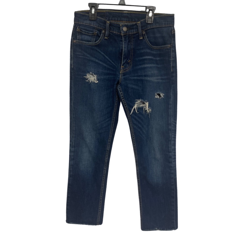 Levis 511 Jeans Blue Distressed Modern Slim Fit Preppy Skater 30x25 cropped